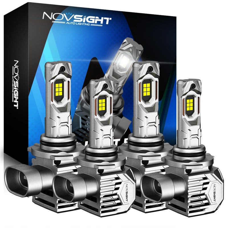 مصابيح ضباب LED NOVSIGHT 9005 9006 100000 لومن 6500K ضوء أبيض بارد 800 سطوع قابلة للتوصيل والتشغيل عبوة من 4
